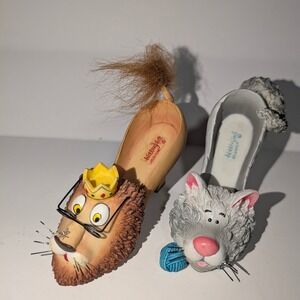 Willow Hall Shoo Shoo Shoe Figurine Set Lion King of Jungle & Cat Meow Meow